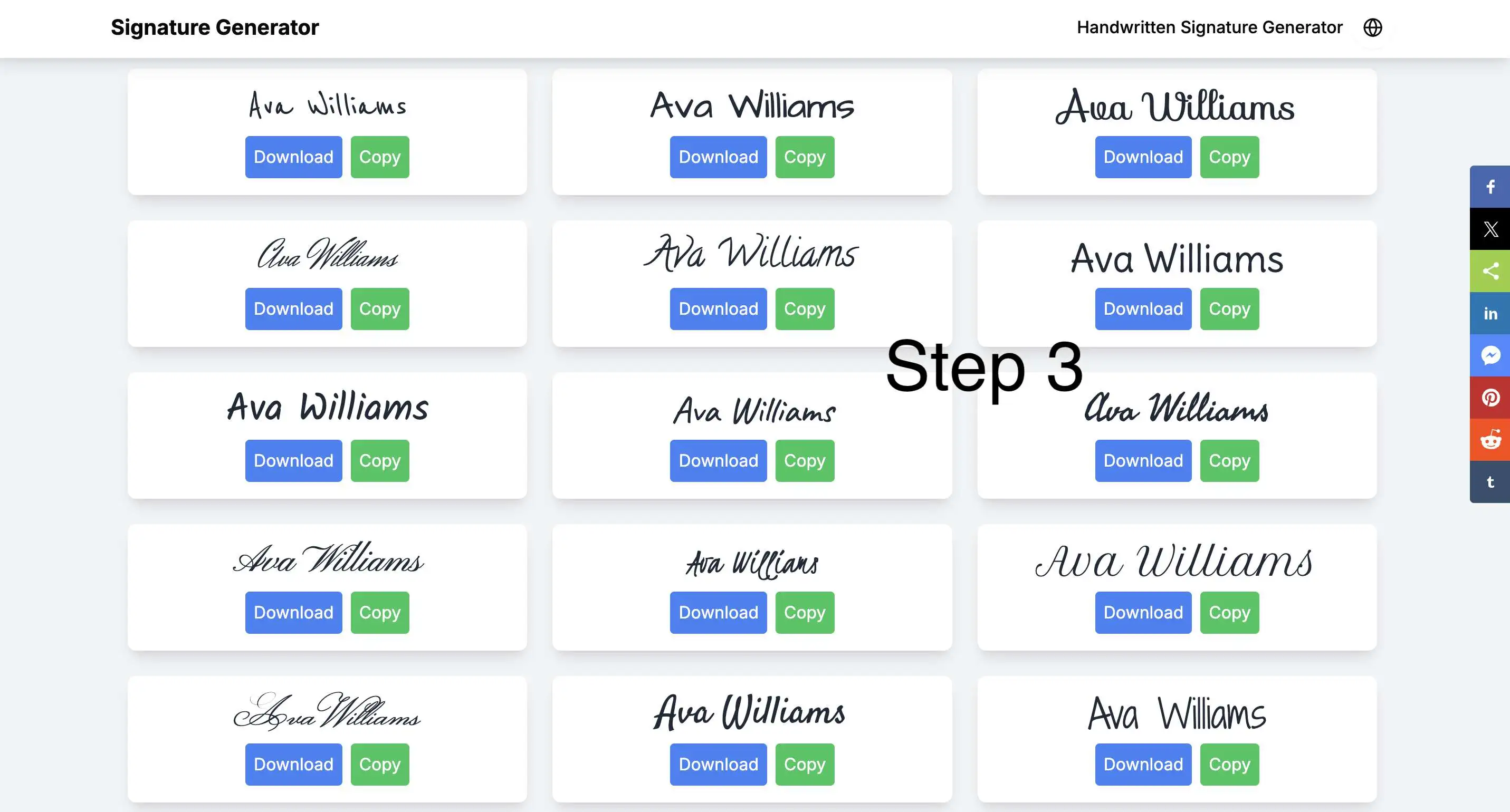 Step3 of Artificial Intelligence Signature Generator